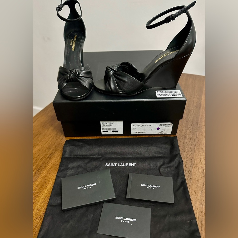 Saint Laurent (Lila 85 Leather Wedge Sandals) - Picture 7 of 9